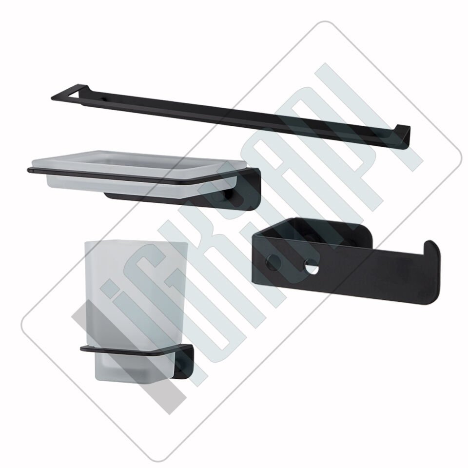İGK YAPI - Çelik Banyo Paris Banyo Aksesuar Seti -28(4 Parça)