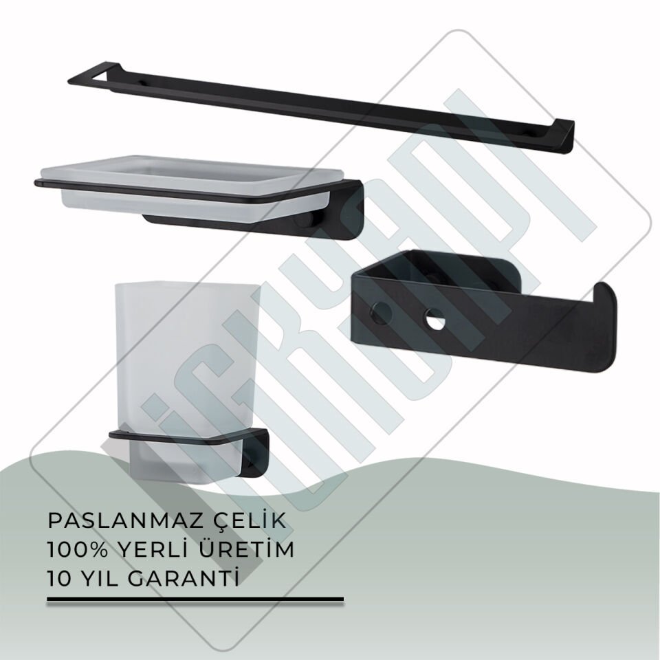 İGK YAPI - Çelik Banyo Paris Banyo Aksesuar Seti -28(4 Parça)