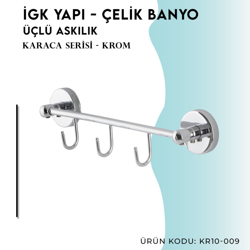İGK YAPI - Çelik Banyo Karaca Üçlü Askılık (KR10-009)