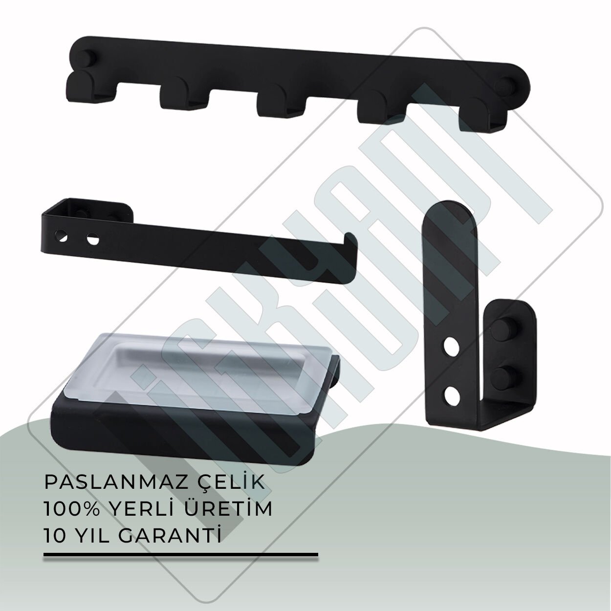İGK YAPI - Çelik Banyo Paris Banyo Aksesuar Seti -29(4 Parça)