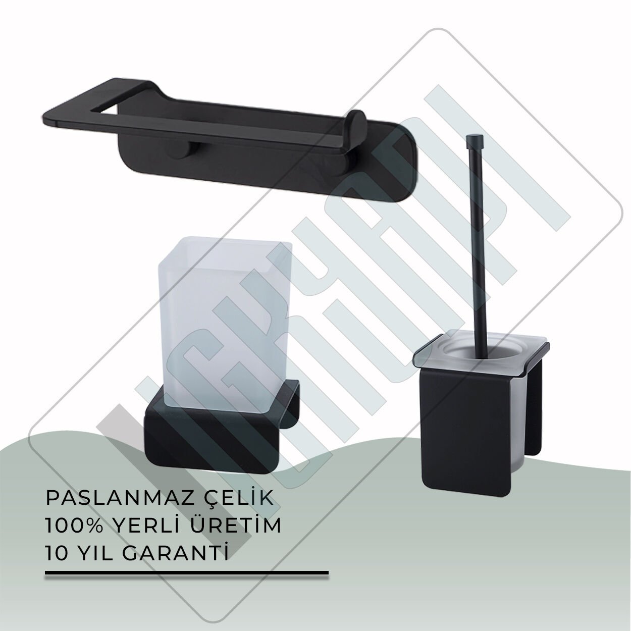 İGK YAPI - Çelik Banyo Paris Banyo Aksesuar Seti -30(3 Parça)