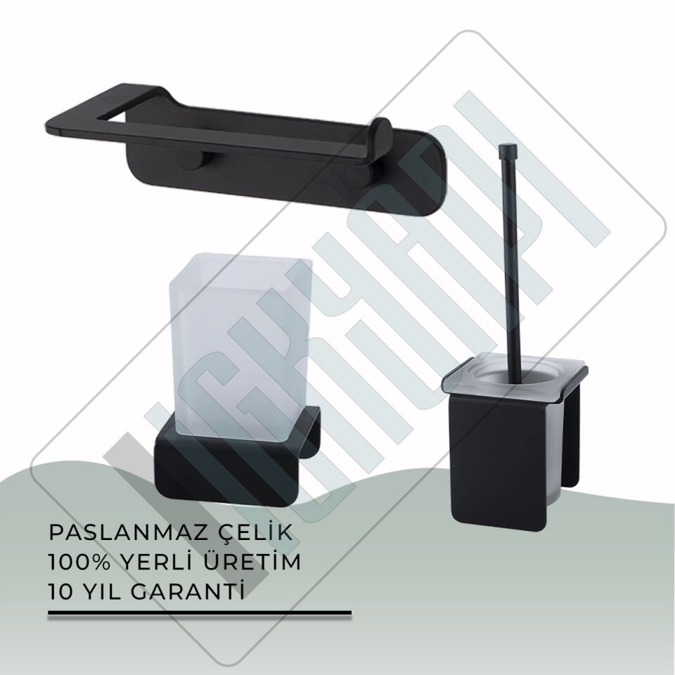 İGK YAPI - Çelik Banyo Paris Banyo Aksesuar Seti -30(3 Parça)