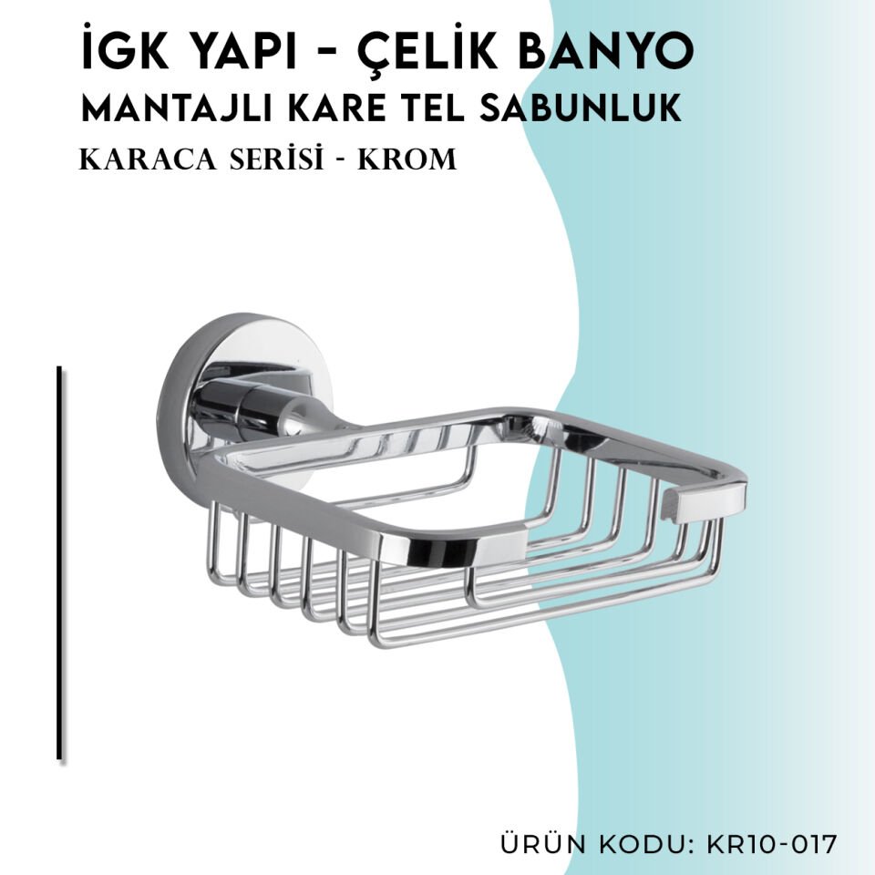 İGK YAPI - Çelik Banyo Karaca Montajlı Tel Sabunluk Kare (KR10-017)