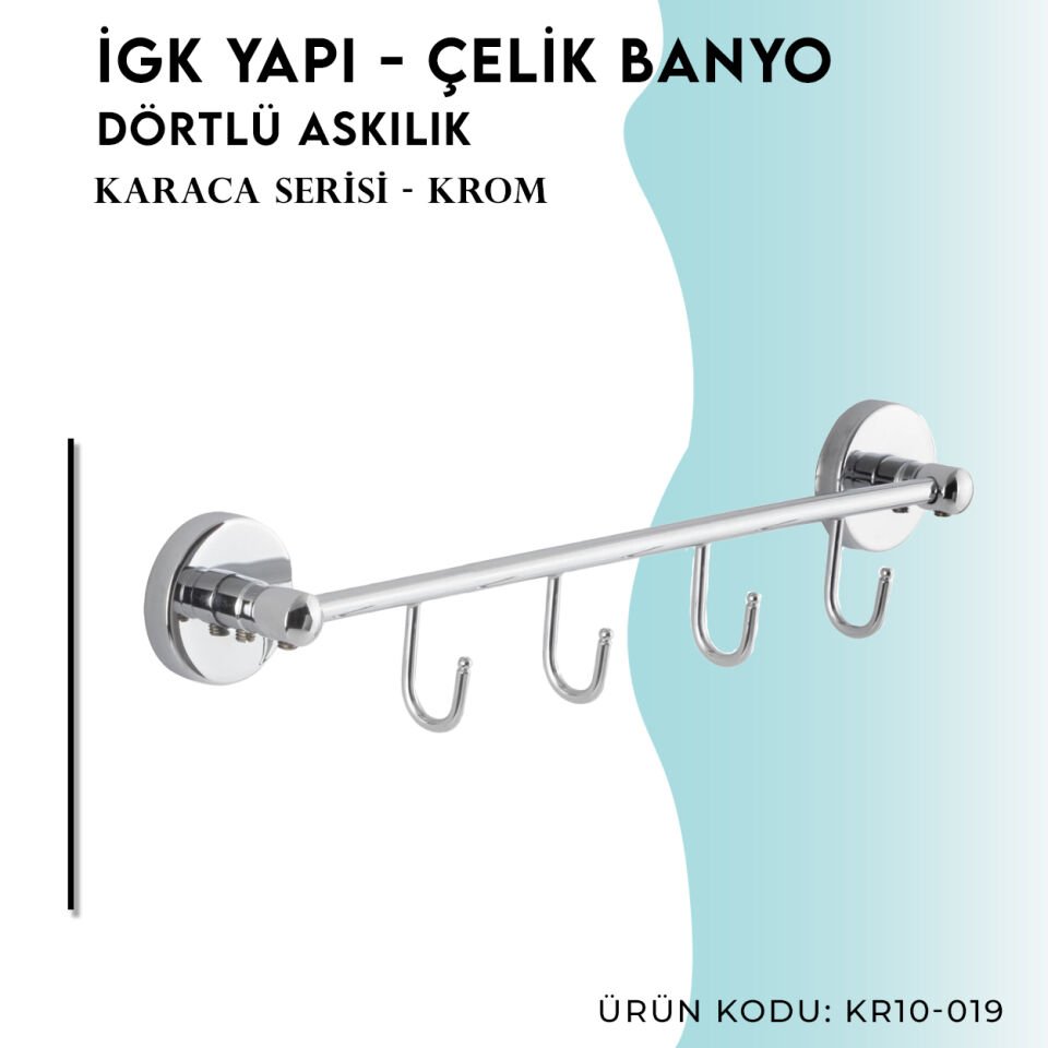 İGK YAPI - Çelik Banyo Karaca Dörtlü Askılık (KR10-019)