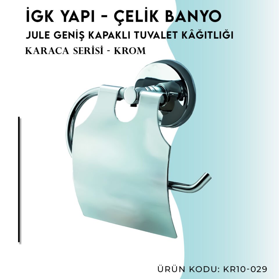 İGK YAPI - Çelik Banyo Karaca Jule Geniş Kapaklı Tuvalet Kâğıtlığı (KR10-029)