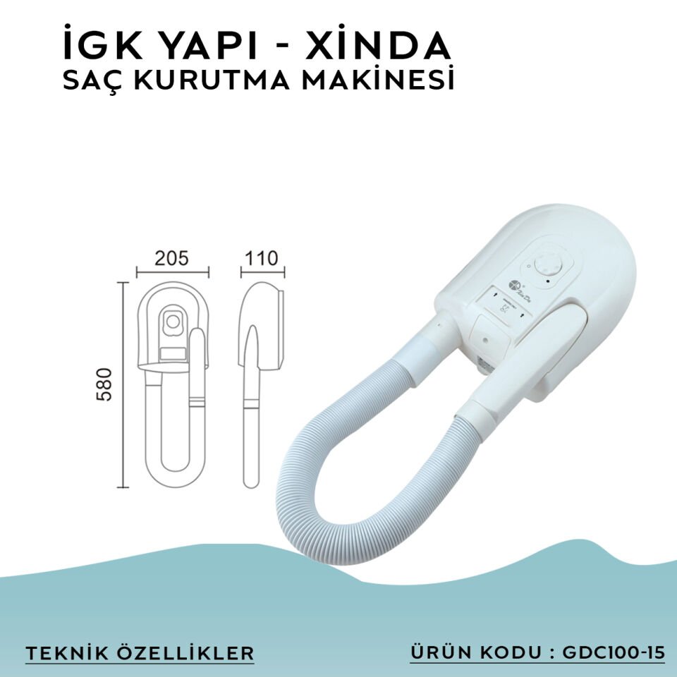 İGK YAPI – XINDA Hortumlu Saç Kurutma Makinesi (GDC100-15)