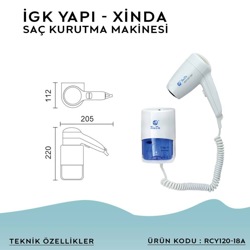 İGK YAPI – XINDA Kordonlu Saç Kurutma Makinesi (RCY120-18A)