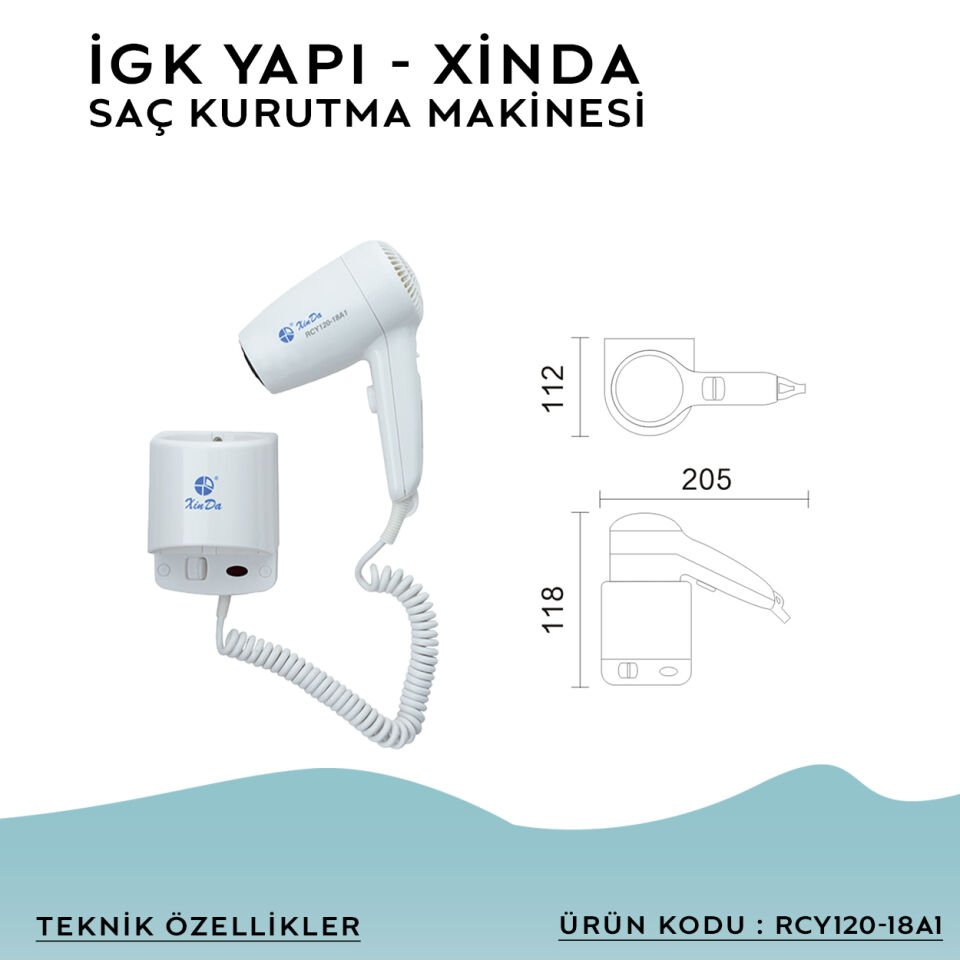 İGK YAPI – XINDA Kordonlu Saç Kurutma Makinesi (RCY120-18A1)