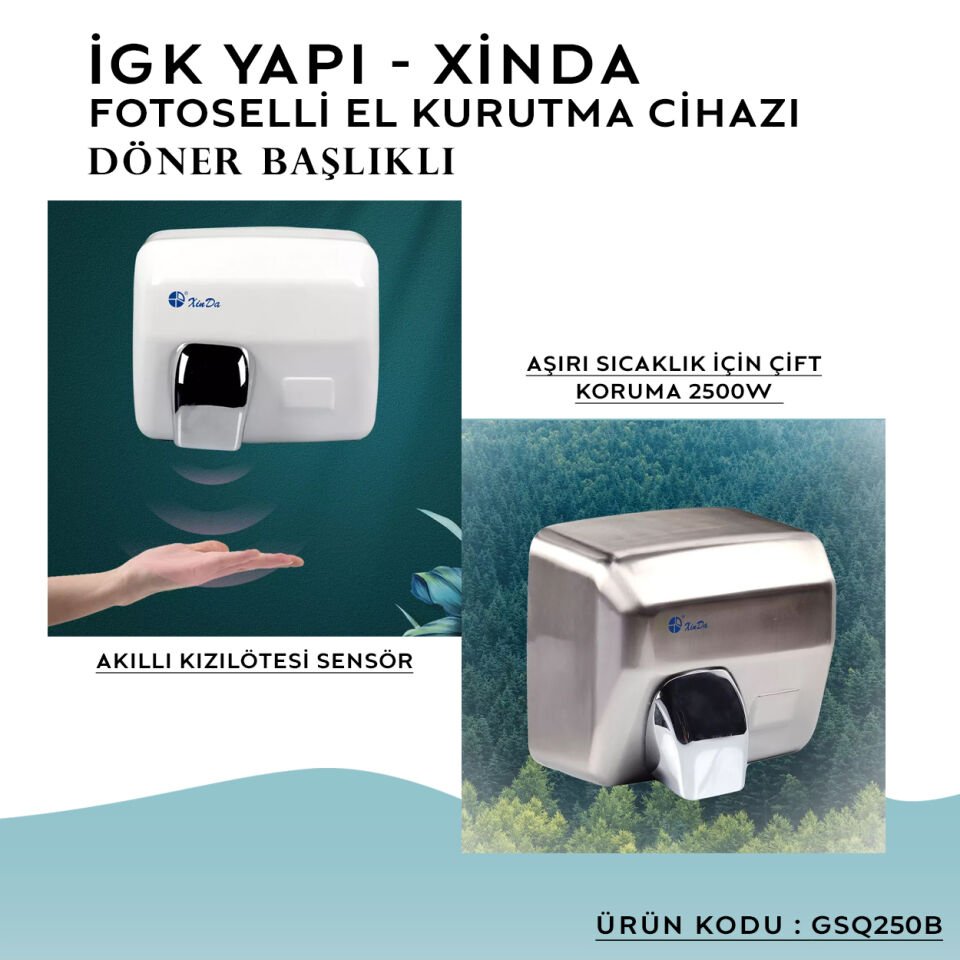 İGK YAPI – XinDa Fotoselli Döner Başlıklı El Kurutma Makinesi (GSQ250B)
