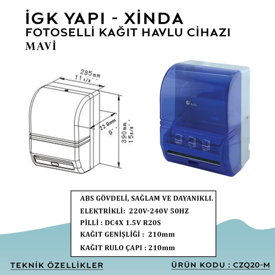 İGK YAPI – XinDa Fotoselli Mavi Kağıt Havlu Makinesi (CZQ20-M)
