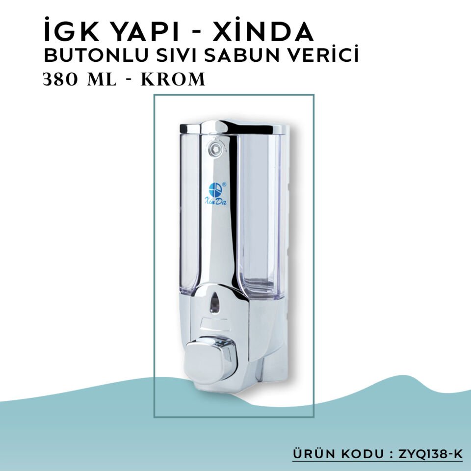 İGK YAPI – XinDa Tekli Butonlu Krom Sıvı Sabun Dispanseri (ZYQ138-K)