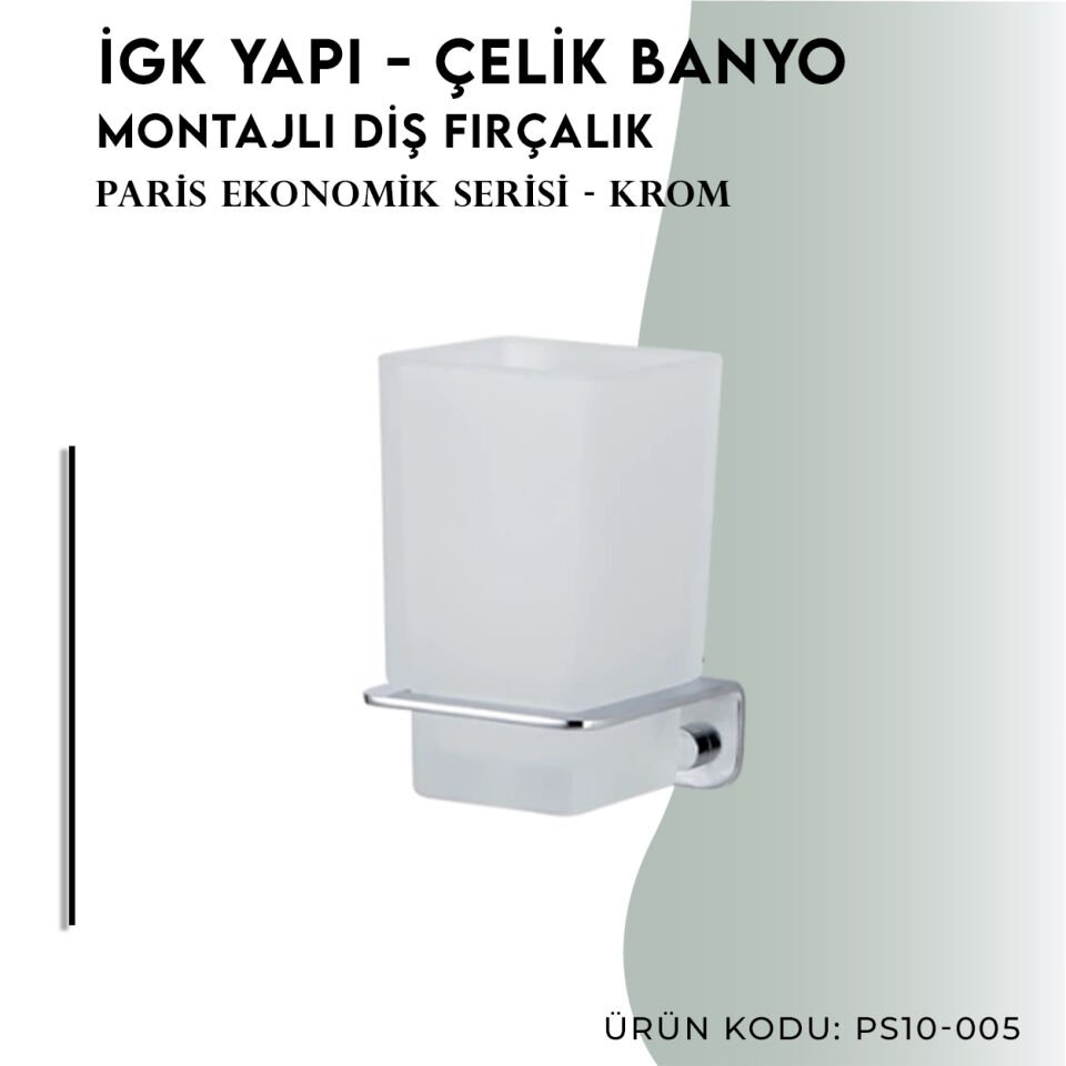 İGK YAPI - Çelik Banyo Paris Montajlı Diş Fırçalık (PS10-005)