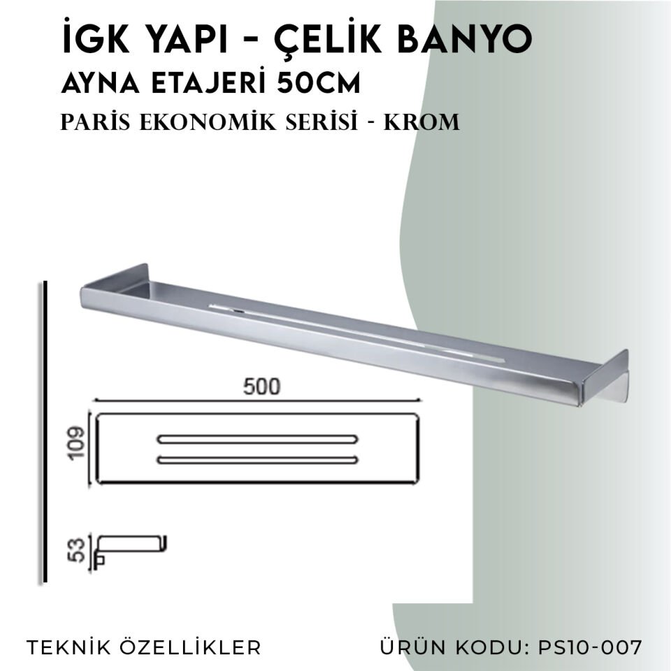 İGK YAPI - Çelik Banyo Paris Etajer 50cm (PS10-007)
