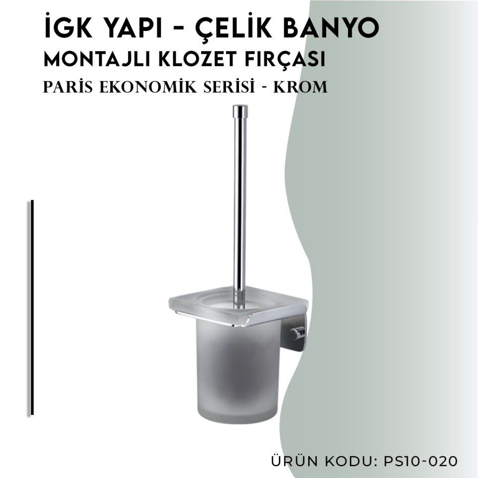 İGK YAPI - Çelik Banyo Paris Montajlı Klozet Fırçası (PS10-020)