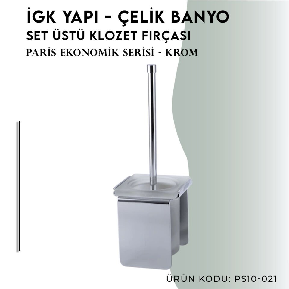 İGK YAPI - Çelik Banyo Paris Set Üstü Klozet Fırçası (PS10-021)