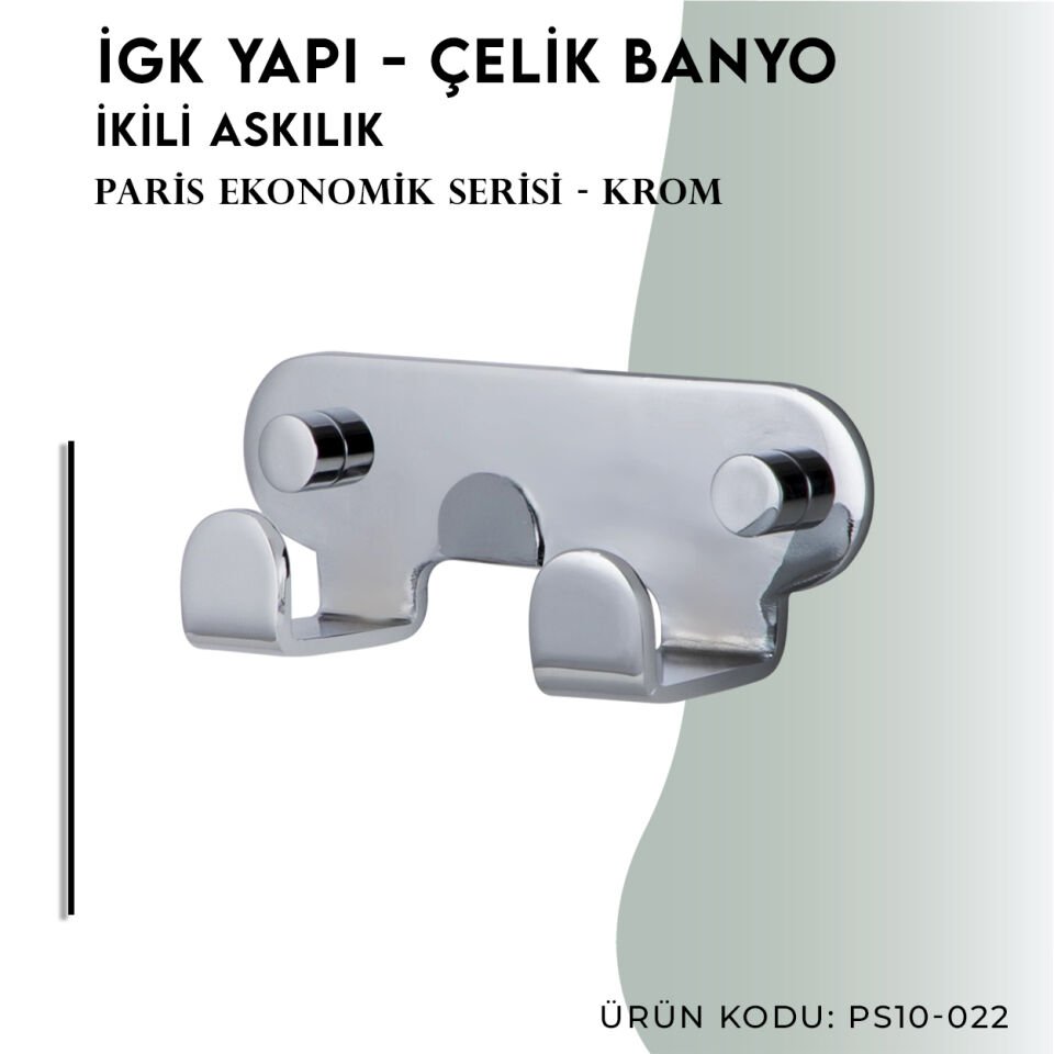 İGK YAPI - Çelik Banyo Paris İkili Askılık (PS10-022)