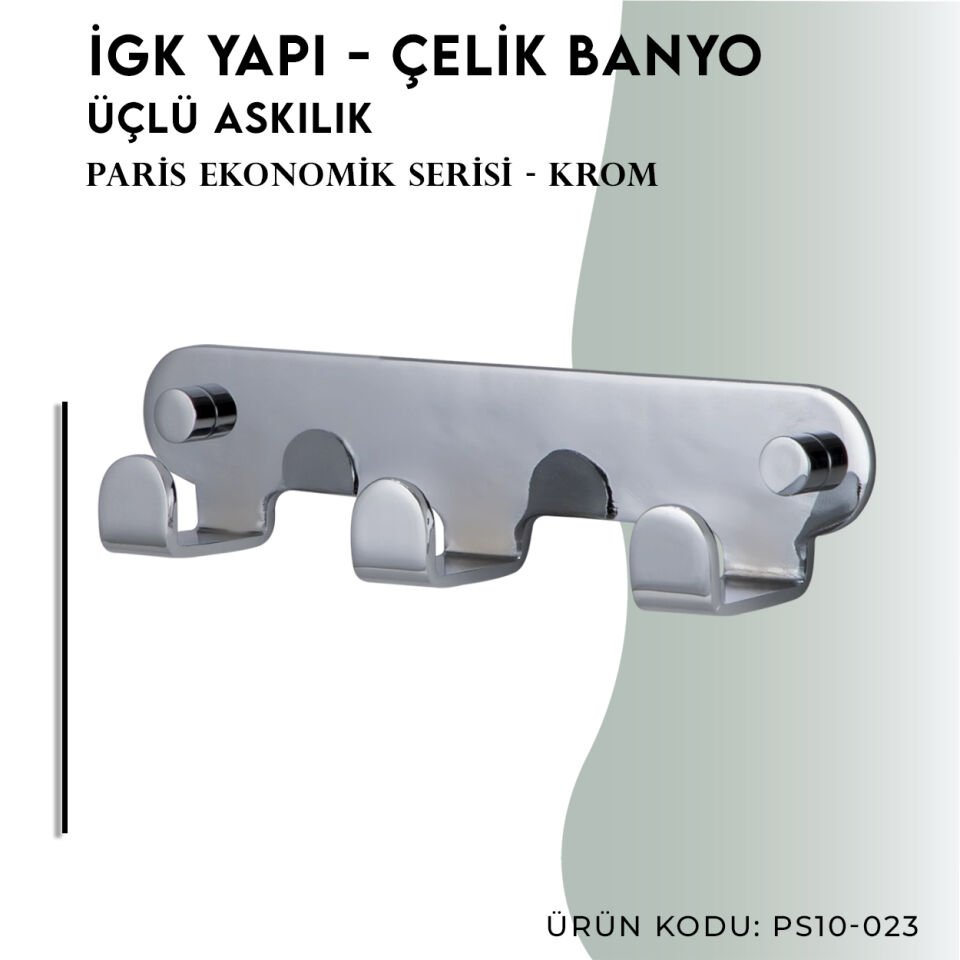İGK YAPI - Çelik Banyo Paris Üçlü Askılık (PS10-023)