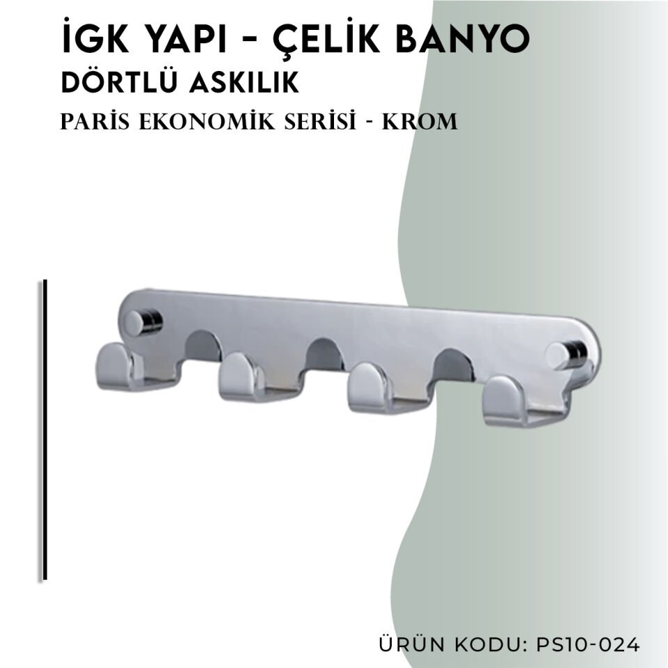 İGK YAPI - Çelik Banyo Paris Dörtlü Askılık (PS10-024)