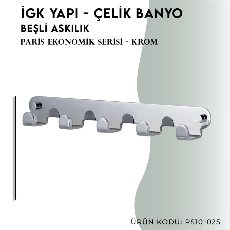 İGK YAPI - Çelik Banyo Paris Beşli Askılık (PS10-025)