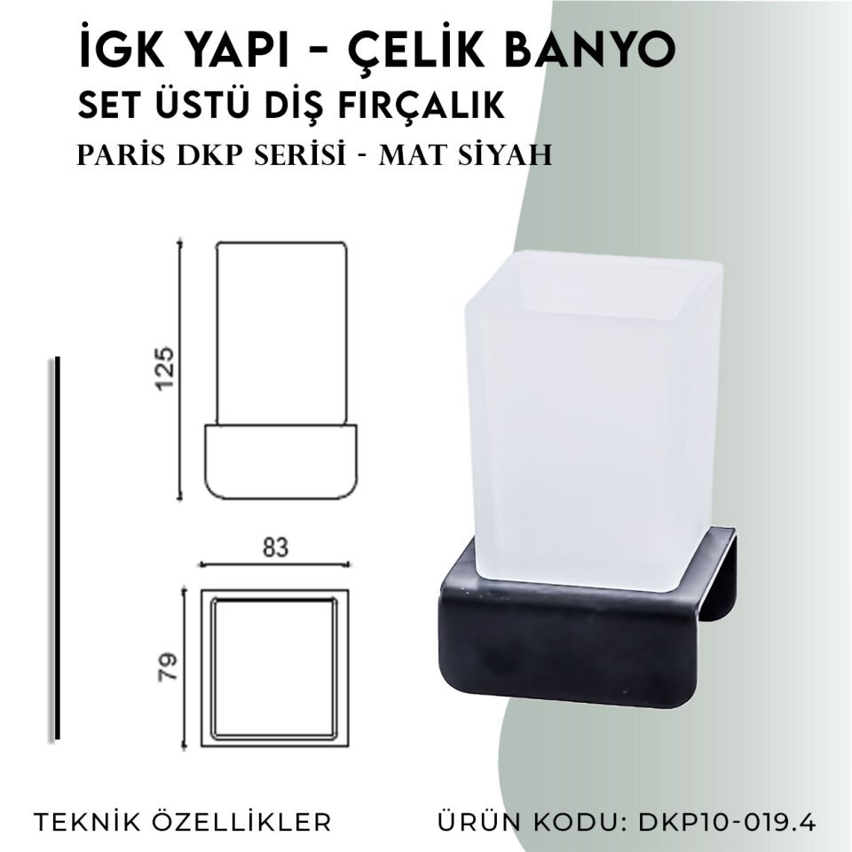 İGK YAPI - Çelik Banyo Paris Set Üstü Diş Fırçalık (DKP10-019.4)