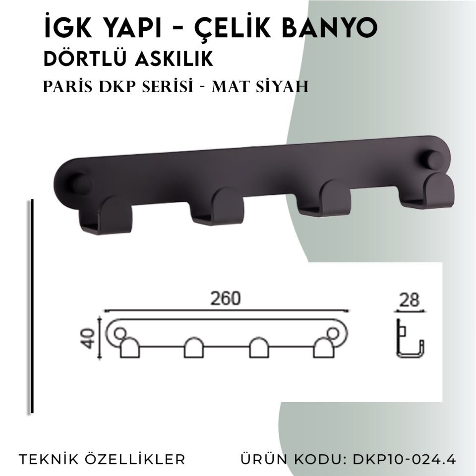 İGK YAPI - Çelik Banyo Paris Dörtlü Askılık (DKP10-024.4)