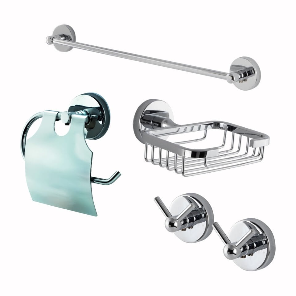 İGK YAPI - Çelik Banyo Karaca Banyo Aksesuar Seti - 3 (5 Parça)