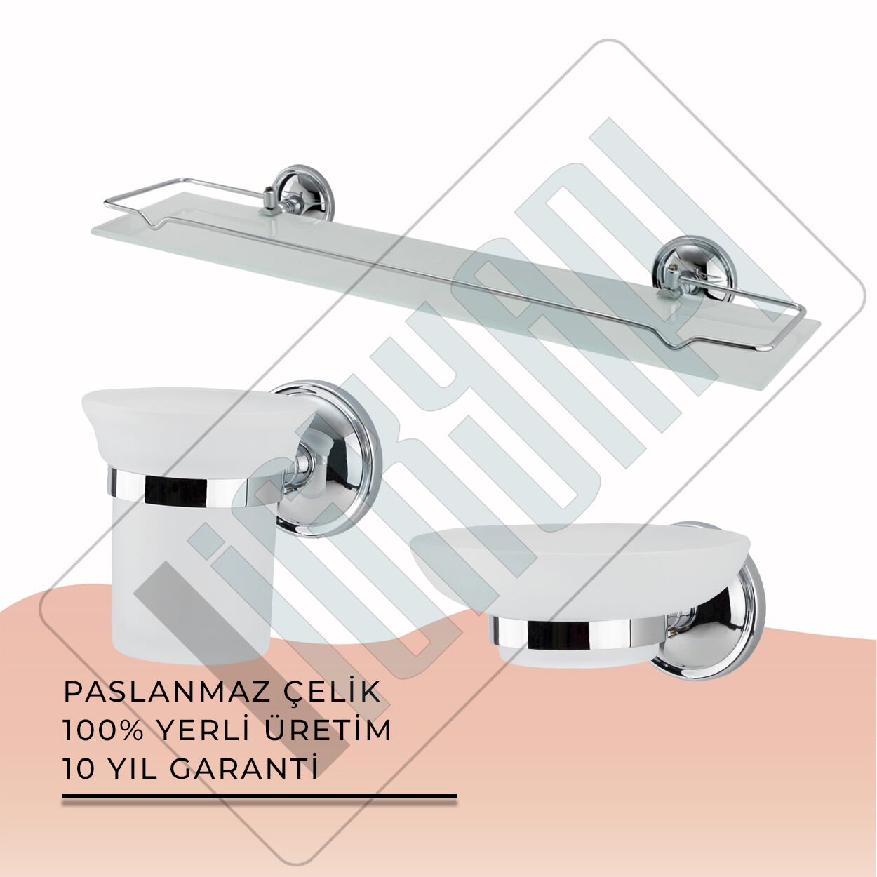 İGK YAPI - Çelik Banyo Bella Banyo Aksesuar Seti - 4 (3 Parça)