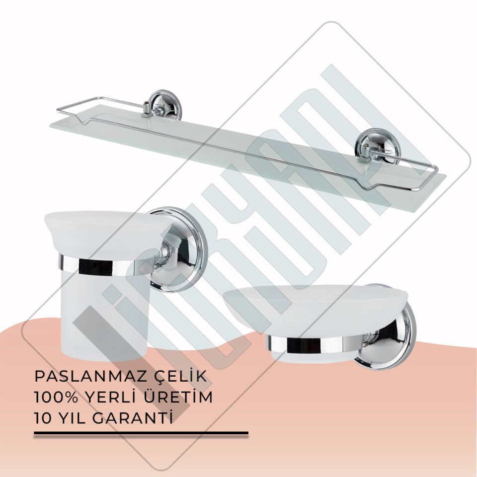 İGK YAPI - Çelik Banyo Bella Banyo Aksesuar Seti - 4 (3 Parça)