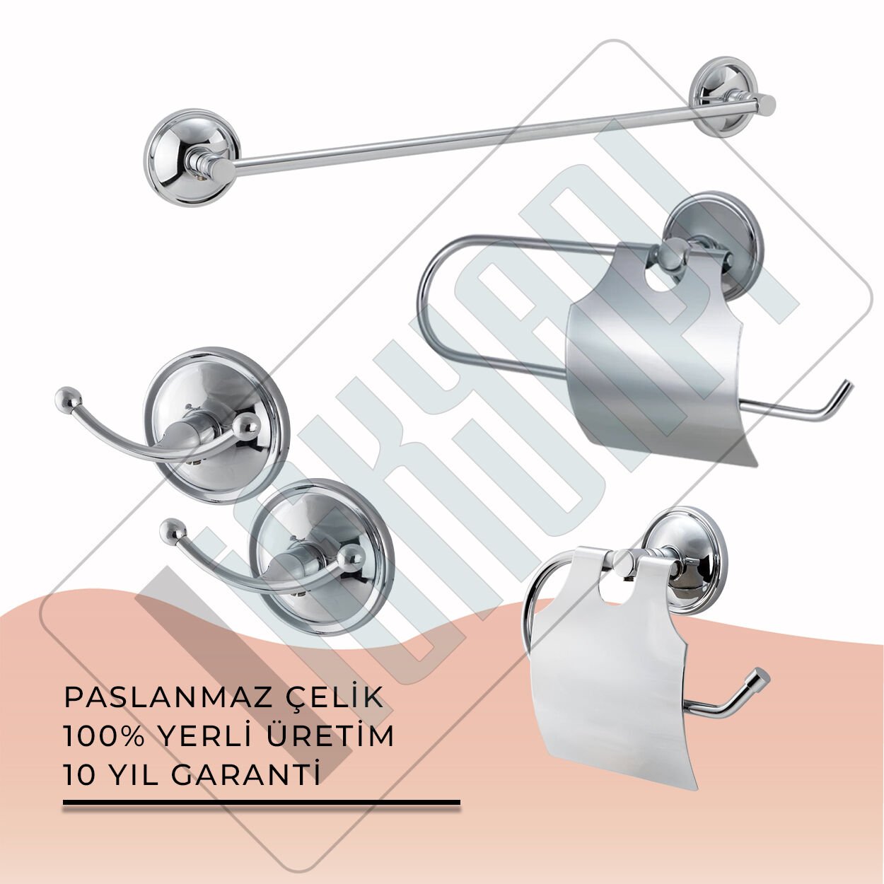 İGK YAPI - Çelik Banyo Bella Banyo Aksesuar Seti - 5 (5 Parça)