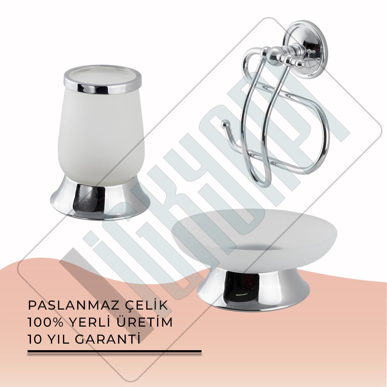 İGK YAPI - Çelik Banyo Bella Banyo Aksesuar Seti - 6 (3 Parça)