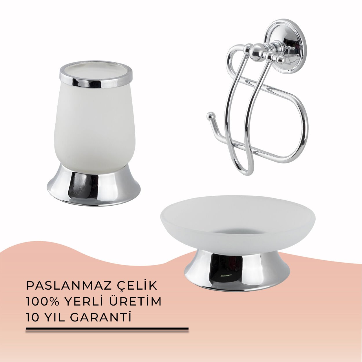 İGK YAPI - Çelik Banyo Bella Banyo Aksesuar Seti - 6 (3 Parça)