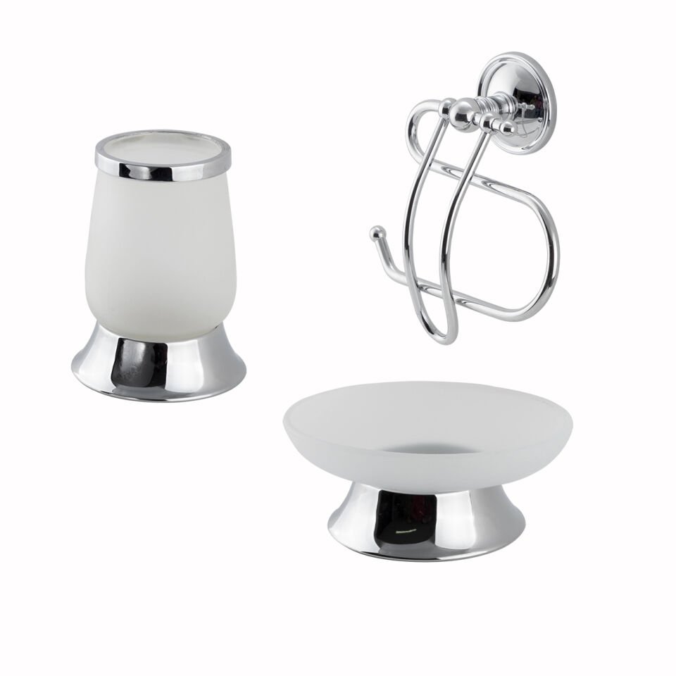 İGK YAPI - Çelik Banyo Bella Banyo Aksesuar Seti - 6 (3 Parça)
