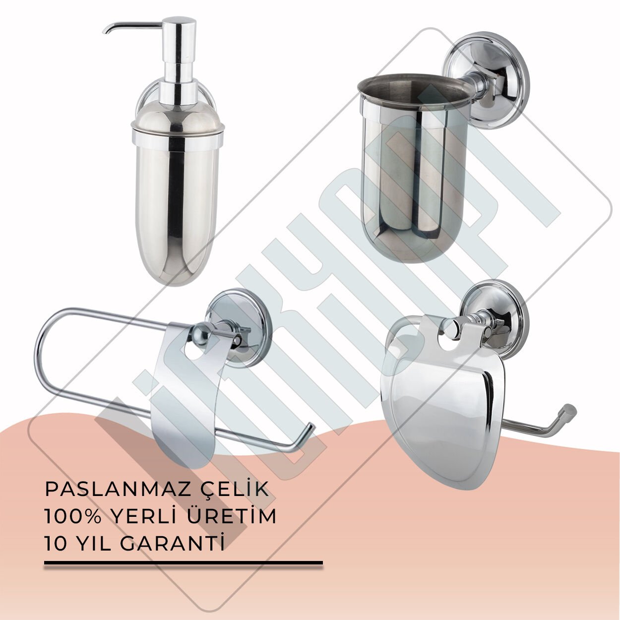 İGK YAPI - Çelik Banyo Bella Banyo Aksesuar Seti - 7 (4 Parça)