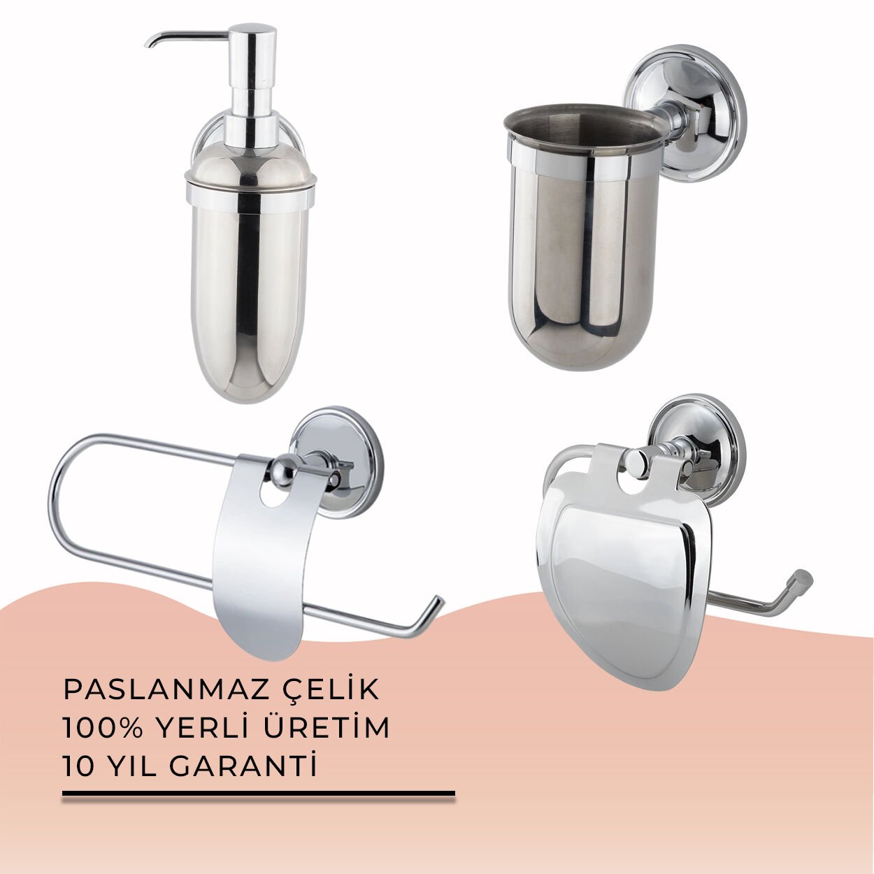 İGK YAPI - Çelik Banyo Bella Banyo Aksesuar Seti - 7 (4 Parça)