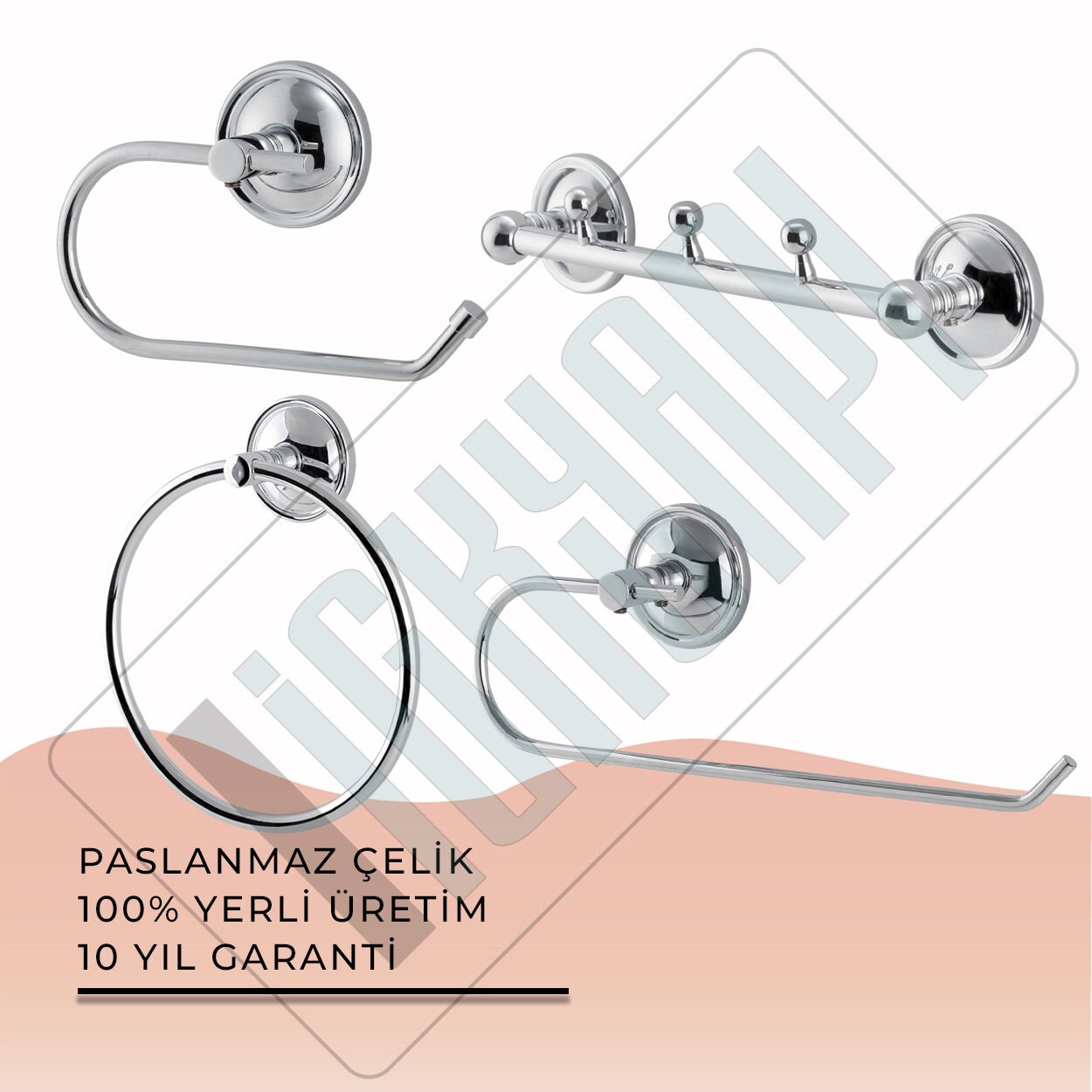 İGK YAPI - Çelik Banyo Bella Banyo Aksesuar Seti - 8 (4 Parça)