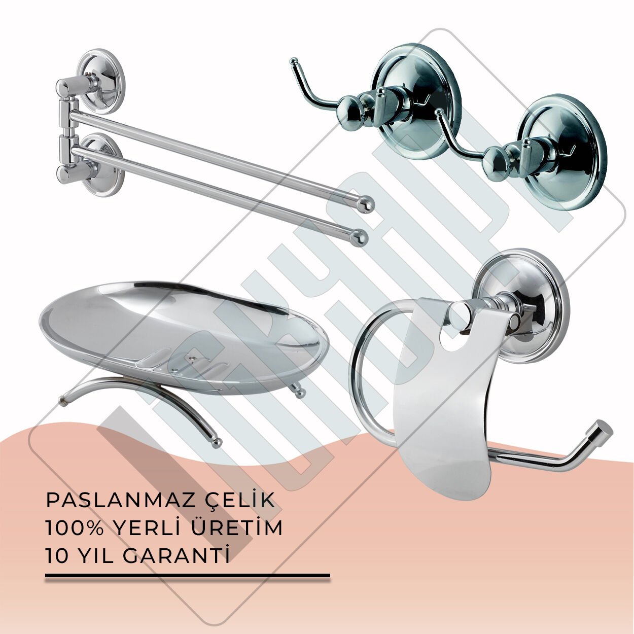 İGK YAPI - Çelik Banyo Bella Banyo Aksesuar Seti - 9 (4 Parça)