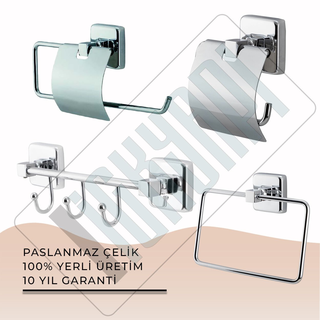 İGK YAPI - Çelik Banyo Kumru Banyo Aksesuar Seti - 15 (4 Parça)