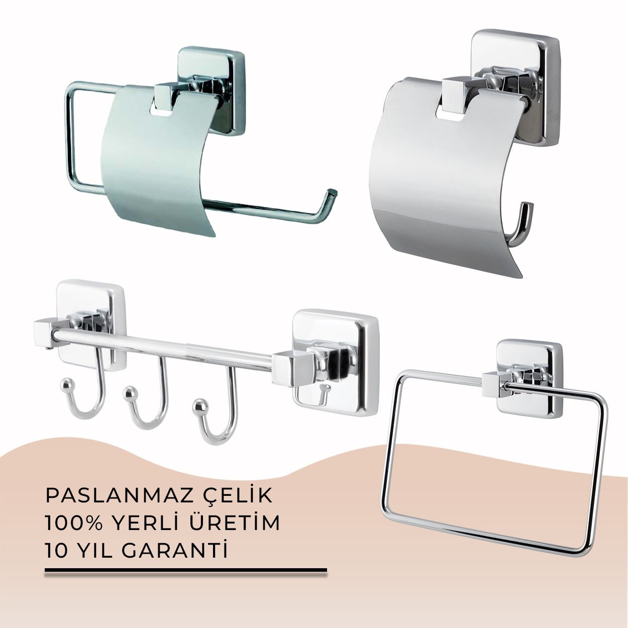 İGK YAPI - Çelik Banyo Kumru Banyo Aksesuar Seti - 15 (4 Parça)