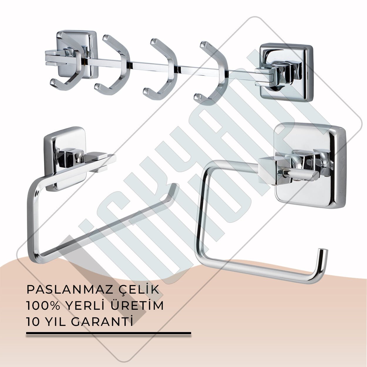 İGK YAPI - Çelik Banyo Kumru Banyo Aksesuar Seti - 16 (4 Parça)