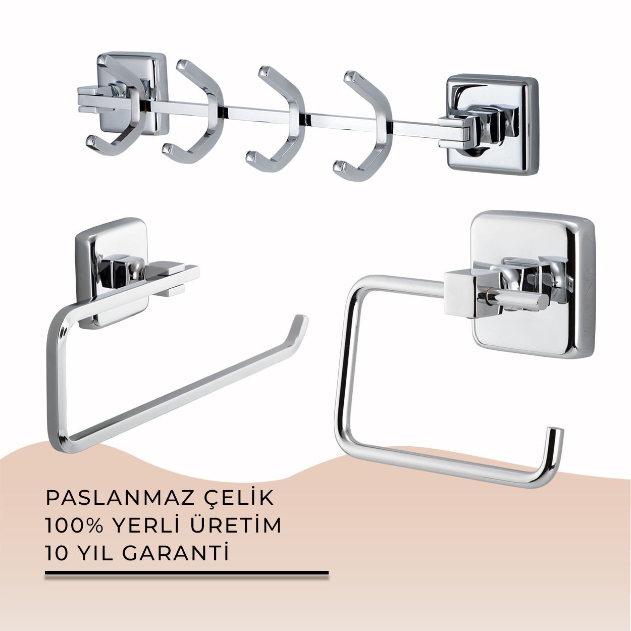 İGK YAPI - Çelik Banyo Kumru Banyo Aksesuar Seti - 16 (4 Parça)