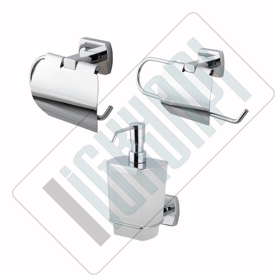 İGK YAPI - Çelik Banyo Milano Banyo Aksesuar Seti - 21 (3 Parça)