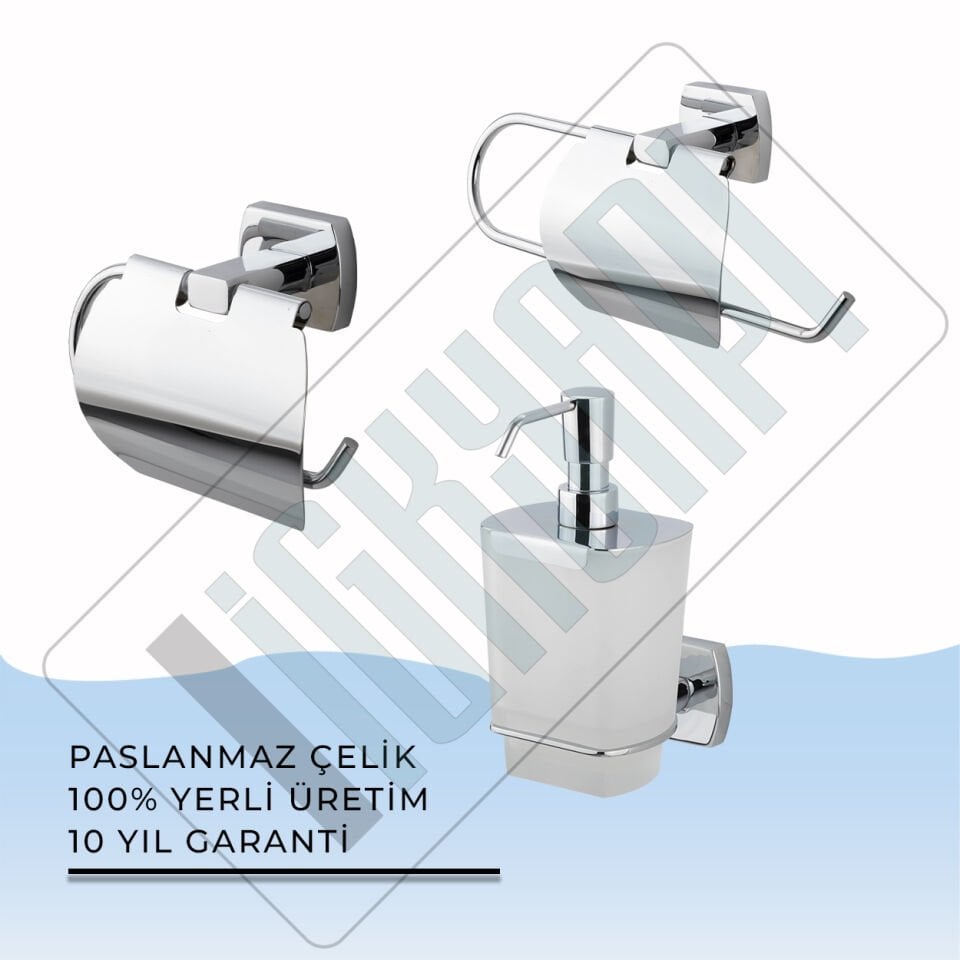 İGK YAPI - Çelik Banyo Milano Banyo Aksesuar Seti - 21 (3 Parça)