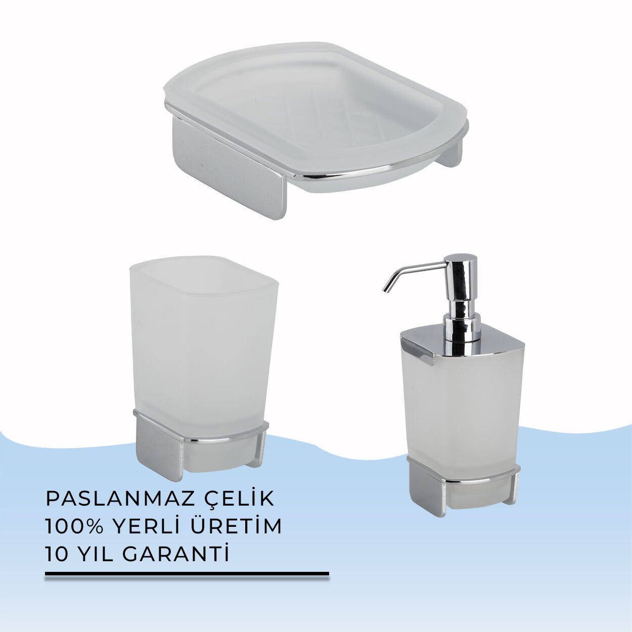 İGK YAPI - Çelik Banyo Milano Banyo Aksesuar Seti - 22(3 Parça)