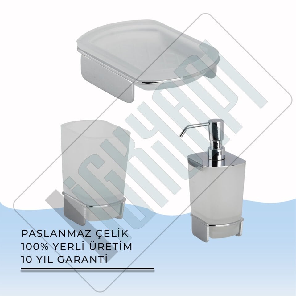 İGK YAPI - Çelik Banyo Milano Banyo Aksesuar Seti - 22(3 Parça)