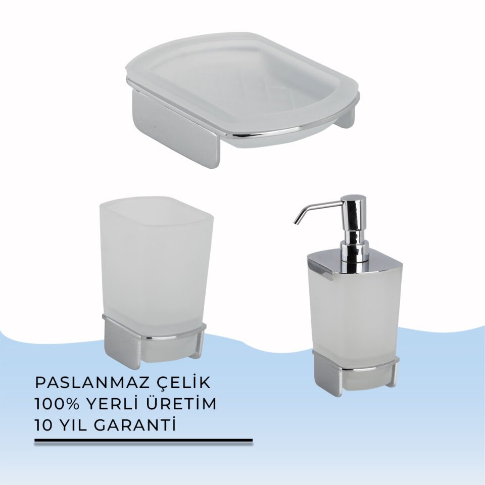 İGK YAPI - Çelik Banyo Milano Banyo Aksesuar Seti - 22(3 Parça)