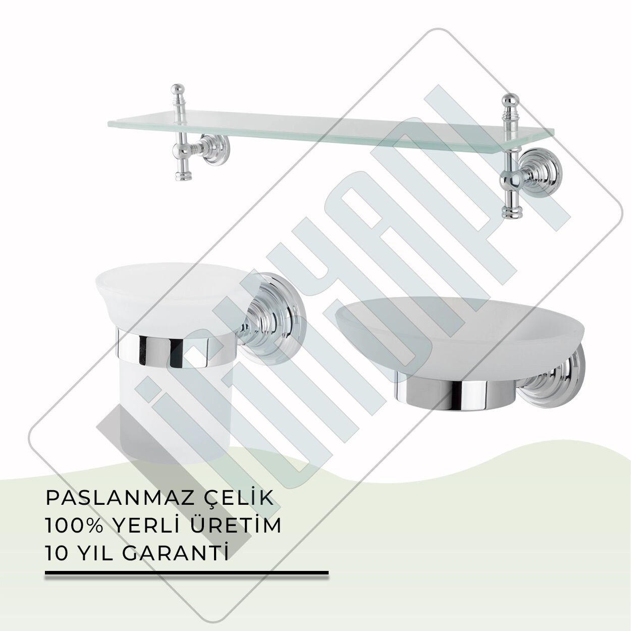 İGK YAPI - Çelik Banyo Ottoman Banyo Aksesuar Seti - 23 (3 Parça)