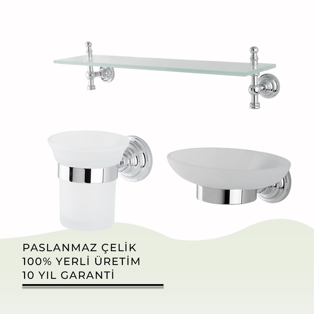 İGK YAPI - Çelik Banyo Ottoman Banyo Aksesuar Seti - 23 (3 Parça)