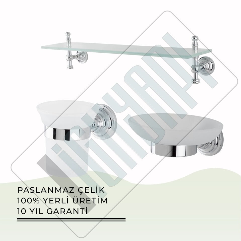 İGK YAPI - Çelik Banyo Ottoman Banyo Aksesuar Seti - 23 (3 Parça)