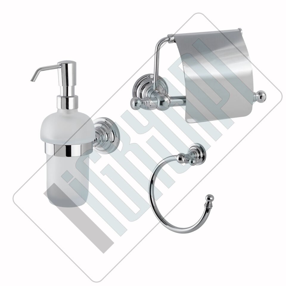 İGK YAPI - Çelik Banyo Ottoman Banyo Aksesuar Seti - 24 (3 Parça)
