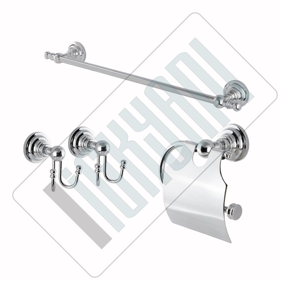 İGK YAPI - Çelik Banyo Ottoman Banyo Aksesuar Seti - 25 (4 Parça)